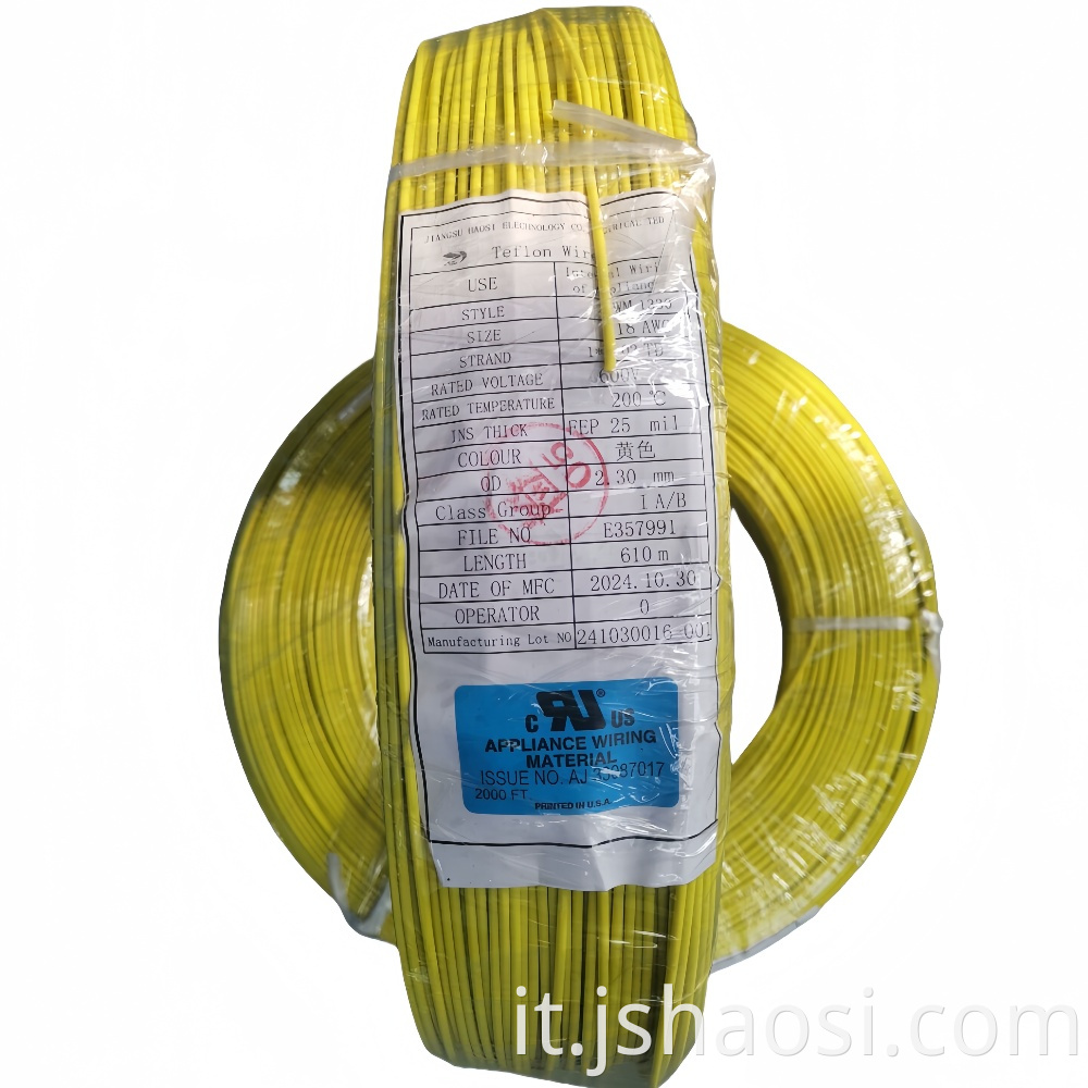 UL1330 18# yellow Fluorine plastic wire